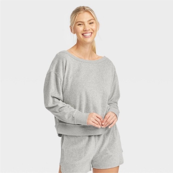 Joylab velour gray sweatshirt nwt - Picture 1 of 5